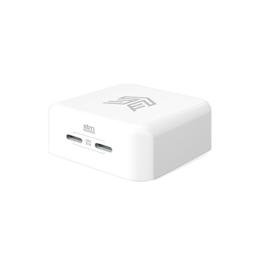 35W Dual Port USB-C Power Adapter In White Top View#color_white