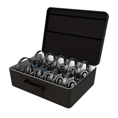 Hear-O Case 10 Pack Bundle Set In Black For USB-C Input Open Quarter View#color_black*input-type_usb-c