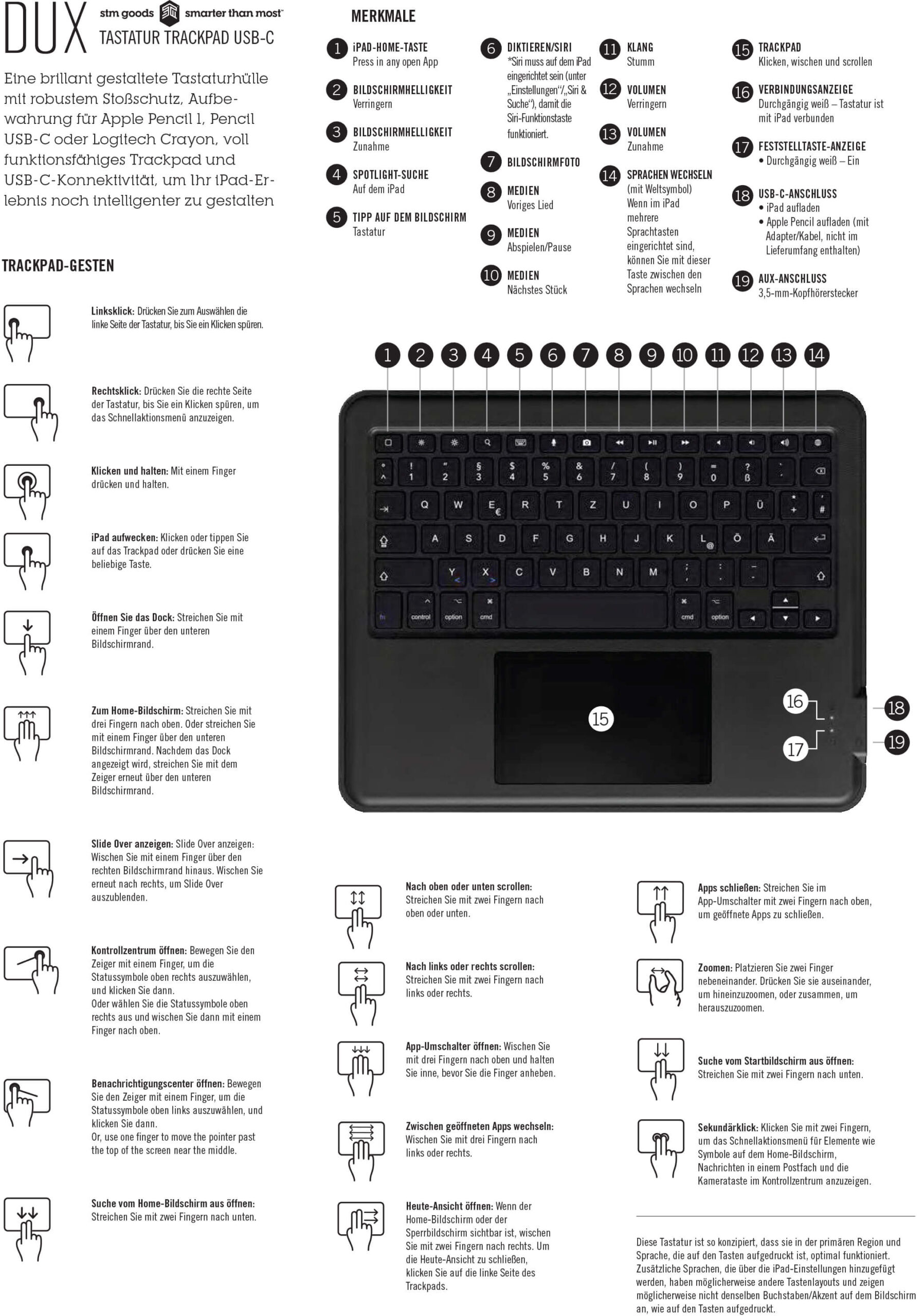 STM24-Dux-Keyboard-Trackpad-USB-C-iPad-10th-Instructions_01_German